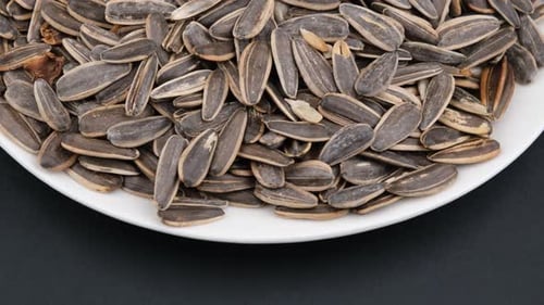 Close Up View of Sunflower Seeds on Plate