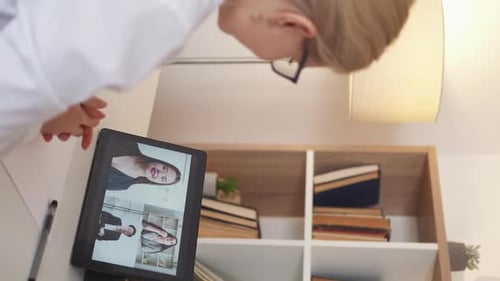 Video Conference Call on Tablet Device