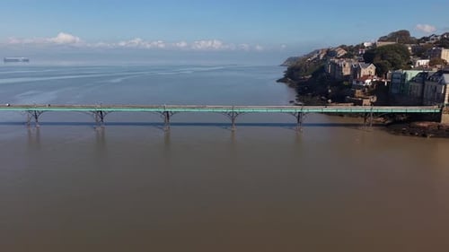 Vue par drone de la jetée de Clevedon, dans le nord du Somerset, en Angleterre