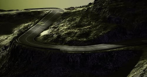 Winding Mountain Road Offers Scenic Views in a Remote Landscape