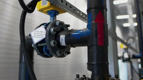 Connection of Pipes in Workshop of Water Treatment Plant Complex