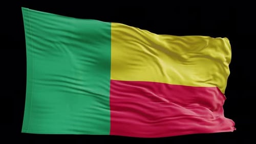 Benin Flag Waving Realistic 3D Animation