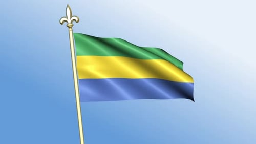 Waving Gabon National Flag Loop Animation
