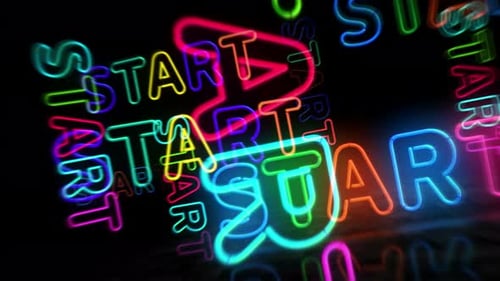 Neon Start Text Loop Animation