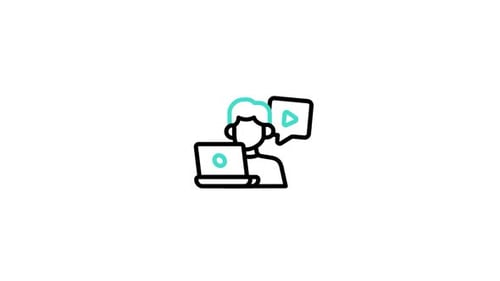Animated Line Icon: Person with Laptop and Video Content