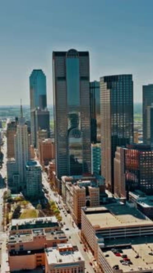 Aerial view of downtown Dallas showcasing cityscape and skyscrapers