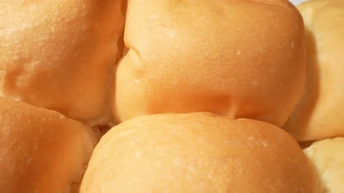 Golden Brown Rolls Close Up Display