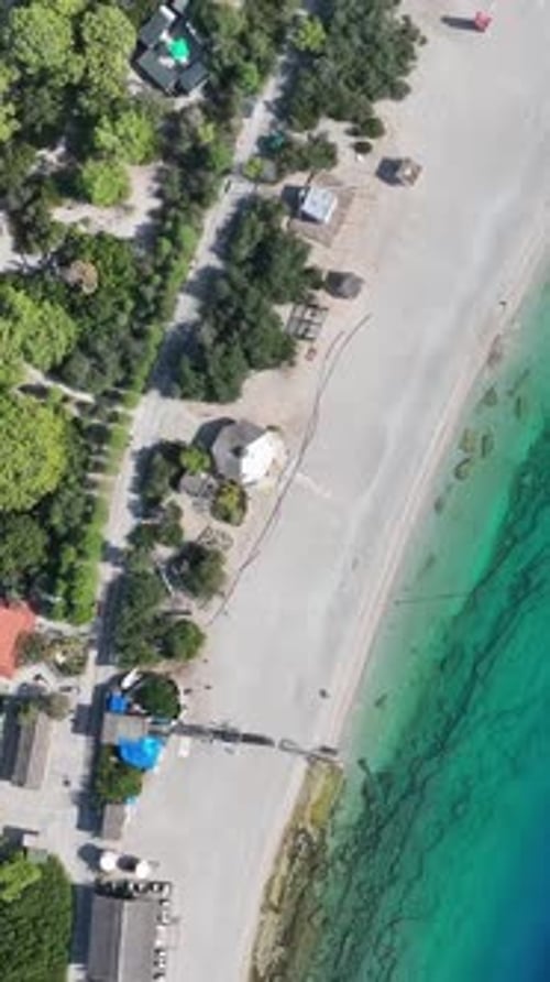 Aerial view of summer shoreline and sea