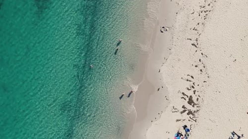 Children In Inflatable Ring Floating In Ocean Water Near Crystal Crescent Beach