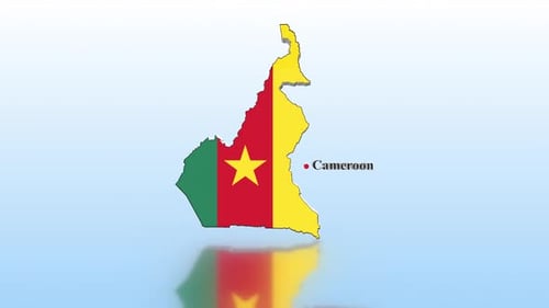 3D Animated Cameroon Map with Flag and Country Name