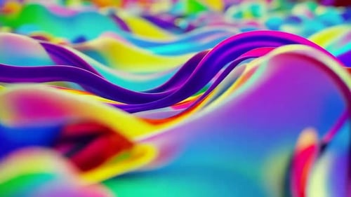 Abstract Iridescent Liquid Waves Flowing Motion Background
