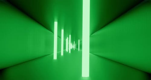 Metal Tunnel With Green 2 Neon Light