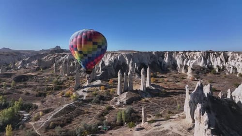 Colorful Lonely Balloon In The Valley Of Love In Cappadocia