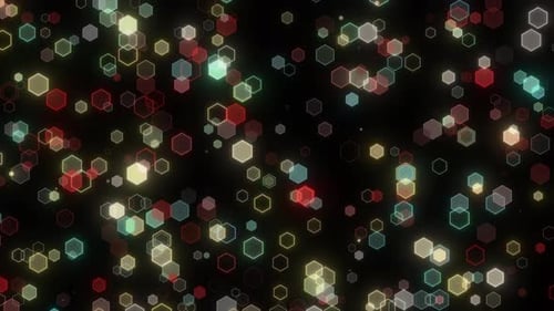 Abstrakter Disco-Hexagon-Hintergrund. Animation einer leuchtenden sechseckigen Form, die sich wie Disco bewegt, abstrakt