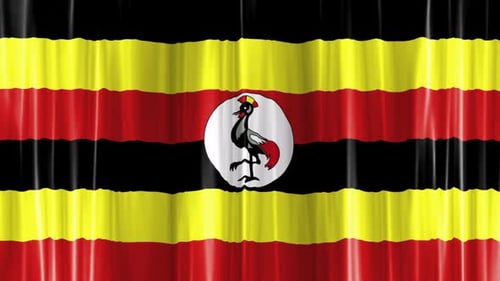 Uganda Flag Waving in Seamless Loop Animation