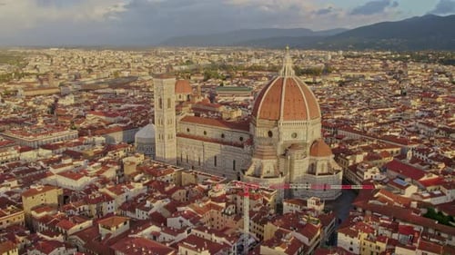 Aerial view of Gothic Cathedral Santa Maria del Fiore, Italy.