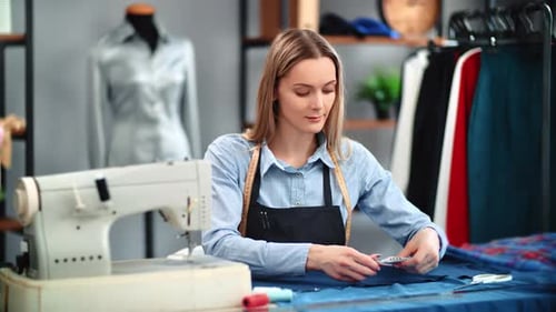 Young Woman Designs Clothing in her Atelier
