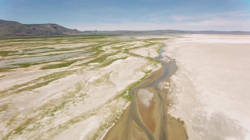 Nevada, Usa Circa-2019. Aerial View of Textures in Lake. From Helicopter