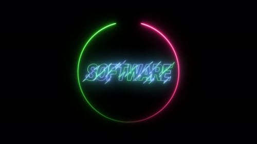 Neon software text animation ,bright frame text background . Vd938