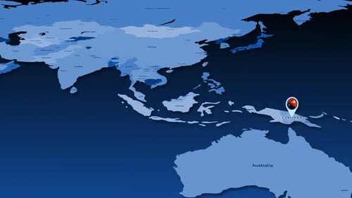 Papua New Guinea Location Tracking Animation On Earth Map