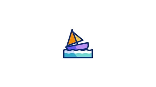 Animated Sailboat Icon Bouncing On Waves
