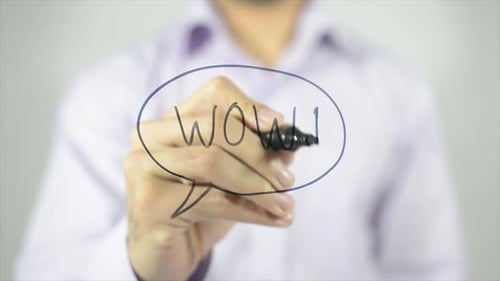 Hand Drawing Speech Bubble with the word Wow