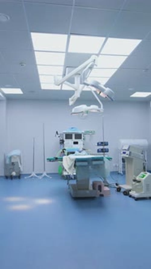 Hospital room in clinic. Empty surgical operating room in modern clinic