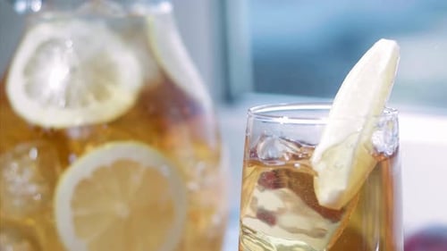 Iced Tea with Lemon Slice and Mint Sprig