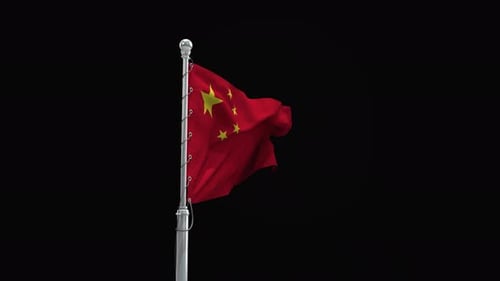 Realistic Waving Flag of China Loop Animation