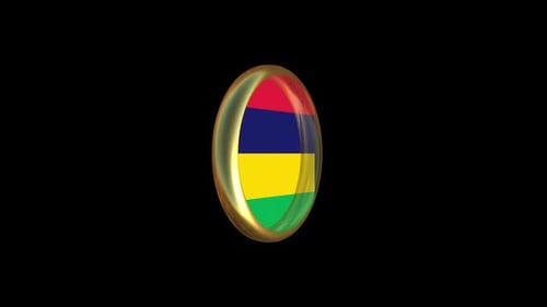 3D Glossy Mauritius National Flag Spinning Badge