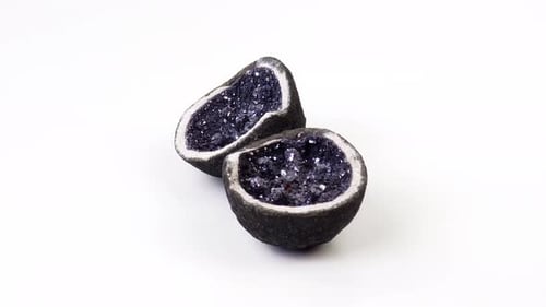 Amethyst Geode Sparkling in the Light, Close Up Shot