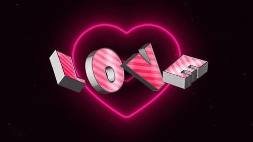 Neon Heart Love Text Reveal Animation