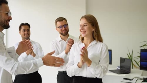 Team Celebration in Modern Office