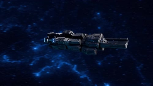 Vaisseau spatial et planète de glace dans l'espace lointain