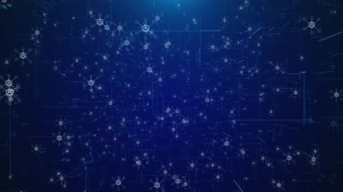 Animated Digital Network Background with User Data Connections