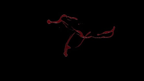 Dynamic Red Fluid Splash and Disintegration Reveal