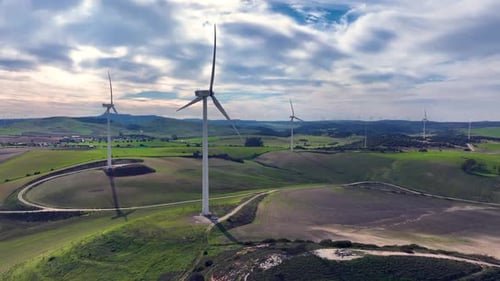Wind Power Turbines Generating Clean Renewable Energy