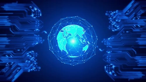 Technologie mondiale 3D La planète Terre dans le cyberespace Cloud mondial Big Data Cloud