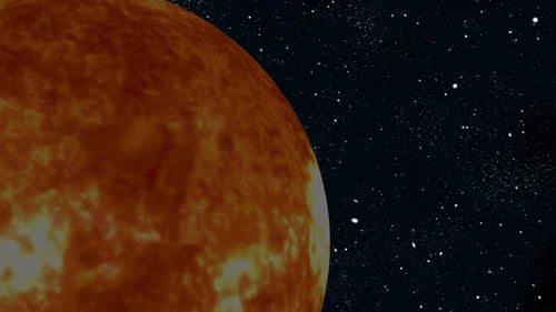 Animated Fiery Sun Sphere in Starry Cosmic Space