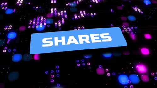 Shares Waving Typography on Futuristic Digital Technology Background