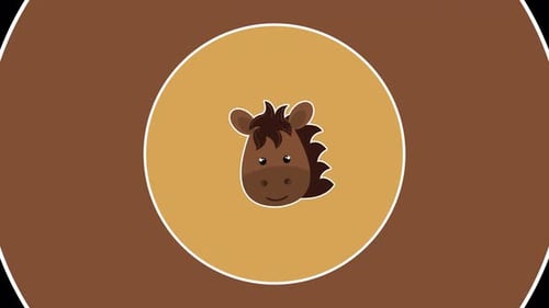 Cartoon horse Animal Transition with alpha channel. 4K