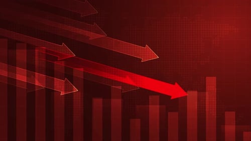 Dynamic Economic Decline Bar Chart with Falling Arrows