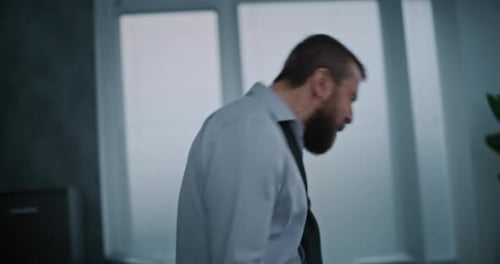 Aggressive and Angry Office Worker Losing Temper Yelling and Destroying Office Room
