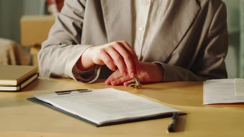 Real Estate Agent Holding Home Keys Closeup Woman Realtor