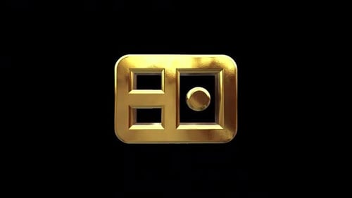 Golden 3D Geometric Icon Rotating on Black Background
