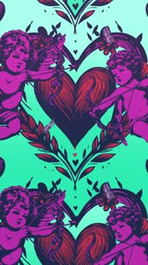 Cupid And Love Heart Pattern