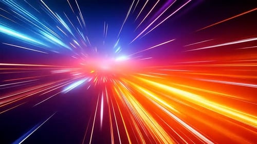 Hyperspace travel, vibrant light streaks radiating outwards