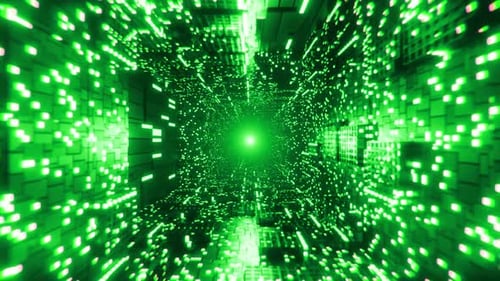 Green Glowing Digital Tunnel Loop