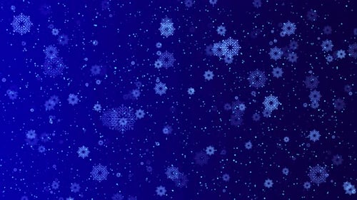 Elegant Blue Animated Background with Falling Snowflakes and Particles
