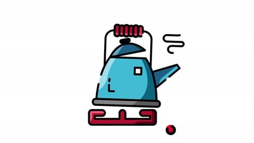 Modern Kettle Heating Icon Animation Loop